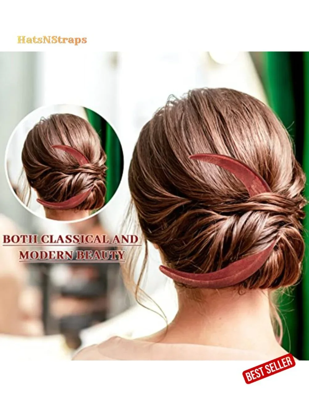 3 Pcs Wooden Moon Hair Fork Hair Stick for Women Hand Carved Clip Hair